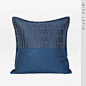 MISSLAPIN美式简约现代/靠包靠垫抱枕/蓝色提花双拼方枕-淘宝网