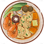 手绘-面类美食元素贴纸3