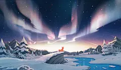 极光&amp;海滩 | 花生坚壳 - 原创作品 - 涂鸦王国插画