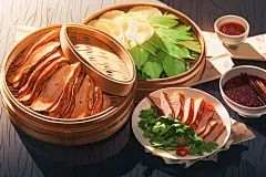 手绘北京烤鸭鸭子美食插画