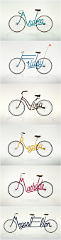 无论怎么设计，如何修饰，你很难把自行车和时尚联系在一起，更不会想到把自行车作为一种表达工具。来自巴黎的瑞士设计师Juri Zaech设计了一系列字母自行车。
这些字母自行车出人意料地把横梁、前叉等零件做成了字母的形状，每辆自行车都可以表达一个概念。可以是你喜欢的人的名字，可以是你喜欢的一个单词，也可以是一个短语，如果字母太多的话，可以变成一辆双人自行车。 #产品# #设计#