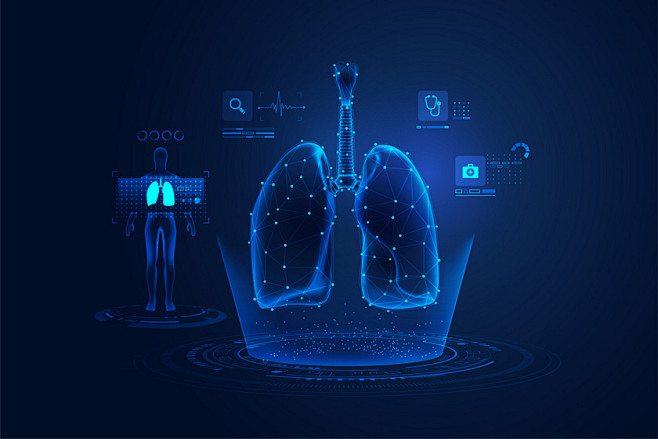 科技感人体肺部全息医疗素材NCP 201...