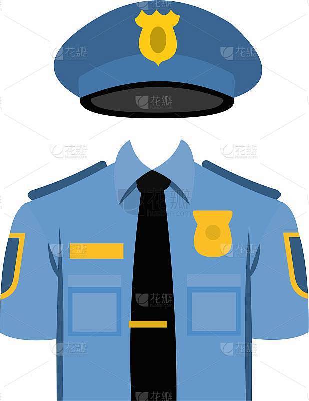 矢量插图的警察制服和帽子