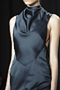 Black silk dress with structured shape & draped neckline; chic fashion details // Jason Wu AW14