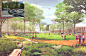 perspective rendering of proposed campus lawn greenspace