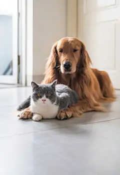 点击来源直接获取大图文件 |Golden Hound and British short-haired cat