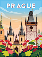 Amazon.com: A SLICE IN TIME Prague Czech Republic Retro European Travel Home Collectible Wall Decor Advertisement Art Poster Print. (10 x 13.5 inches): Posters & Prints