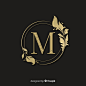 Golden elegant logo with frame Free Vector