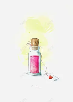 水彩漂流瓶 页面网页 平面电商 创意素材