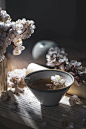 品茶赏花读书  不负春天好时光图片下载