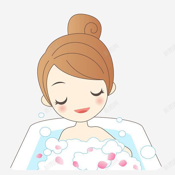 手绘泡澡舒服女生 免费下载 页面网页 平.