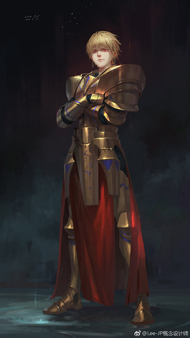 #Fate/GO# #吉尔伽美什# #金闪闪# 想画个金属练习，看金闪闪全是金属就画了练练附上步骤图，过一阵还有过程视频