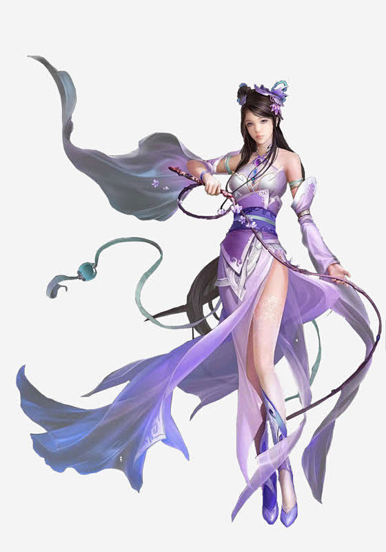长鞭蓝衣女子立绘古风免抠素材 平面电商 ...