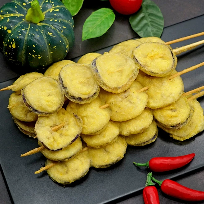 商用油炸茄子片串冷冻烧烤素串黄金裏粉炸串串摆摊外卖食材半成品-淘宝网-花瓣网
