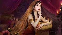 古典女孩，公主，头巾，蜡烛，鲜花，唯美古装美女桌面壁纸