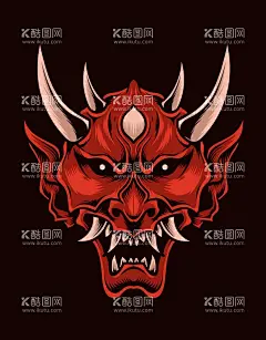 魔鬼面具矢量图  - 源文件下载【酷图网】恶魔,妖怪,面具,恶魔面具,怪物面具,神话面具,魔鬼面具,卡通面具,手绘面具,面具插画,妖怪图案,妖怪印花,妖怪纹身,魔鬼刺青,恶魔刺青,獠牙,狰狞,日本面具