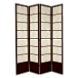 Oriental Furniture - 7 ft. Tall Botanic Shoji Screen - 4 Panel - Walnut - Difficult to find in the USA, this extra tall 7 foot Botanic Shoji Screen has a kick plate to protect the shade from scuffs. Great for rooms with high ceilings, for a more substanti