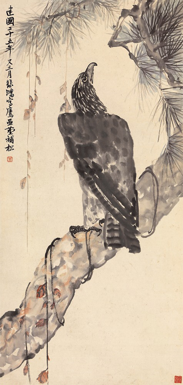 中国美術・純手描き 名家 徐悲鴻 鷹図・鷹絵・書道品・珍品画・肉筆