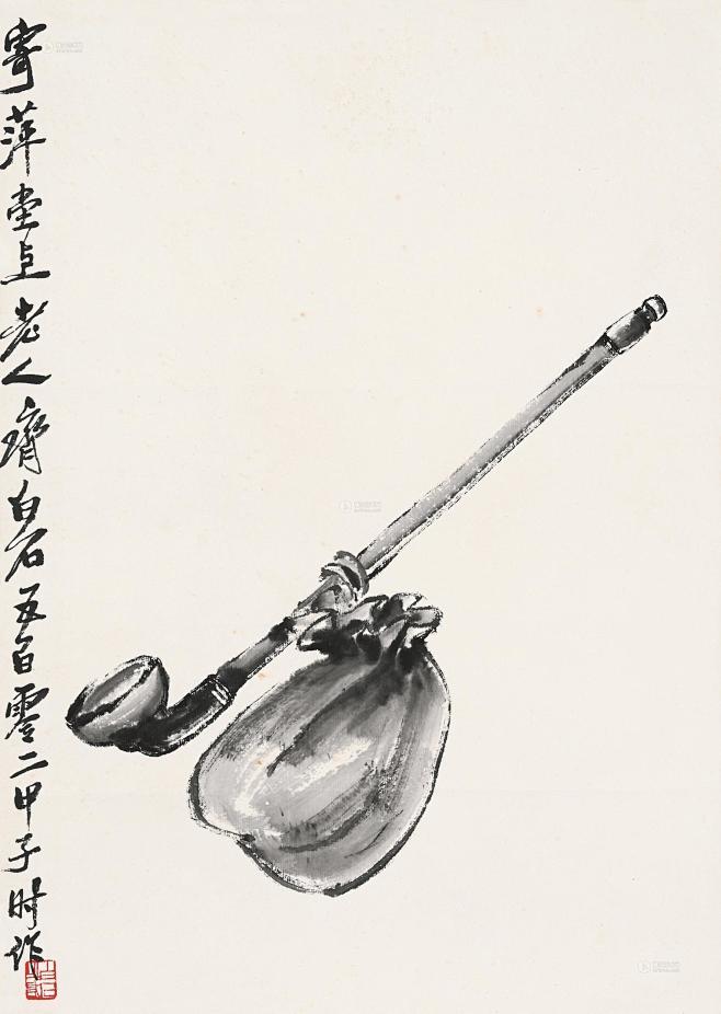 【烟枪烟袋 立轴 水墨纸本】拍卖品_图片_价格_鉴赏_绘画_雅昌艺术品拍卖网