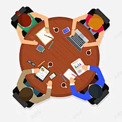 创意商务四人会议俯视图矢量图 免费下载 页面网页 平面电商 创意素材
