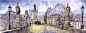 Prague Charles Bridge Mala Strana  Painting  - Prague Charles Bridge Mala Strana  Fine Art Print