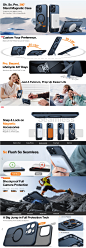 Amazon.com: TORRAS Magnetic 360°Stand Case for iPhone 16 Pro Max Case, [Full Camera Protection] [Fit for MagSafe] [16FT Mil-Grade Drop Protection] Slim Case for 16 Pro Max iPhone Case with Kickstand(6.9"), Black : Cell Phones & Accessories