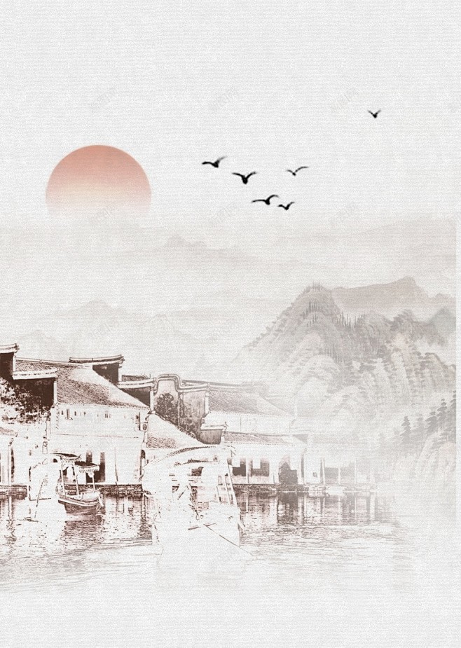 中国风山水意境装饰画高清素材 中国风 中...