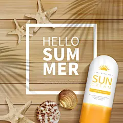 清爽沙滩防晒霜夏季海报