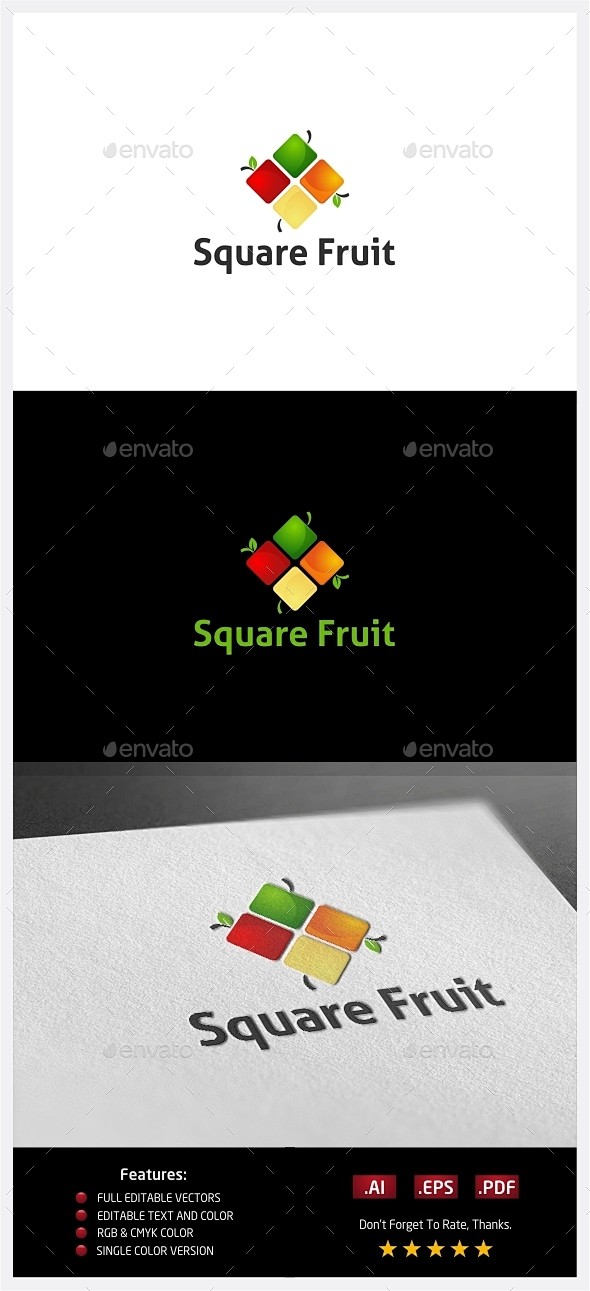 广场水果标志——食品标志模板Square...