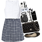 A fashion look from June 2016 featuring sleeveless shirts, a line skirt and ballet shoes. Browse and shop related looks.