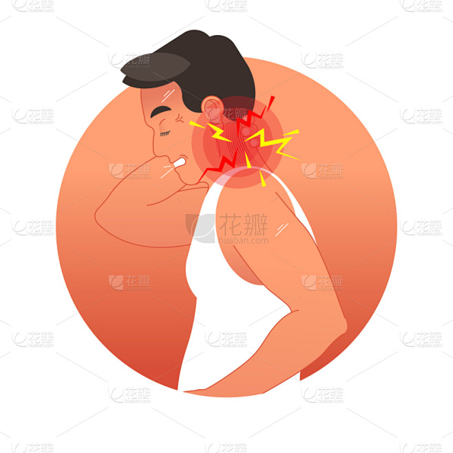 躯干,绘画插图,痛苦,身体受伤,概念,颈...