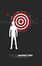 Silhouette of businessman and arrow on center of dartboard business concept of targeting and customercompany vision mission