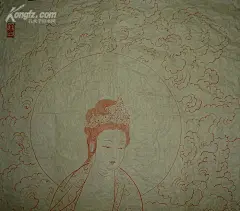 佛像精品◆上海市文史馆馆员、国画名家◆郑慕康◆朱砂白描 观音大士像