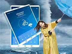 未来天气预报提醒海报APP应用程序数据展示安全知识科普设计PSD素材下载