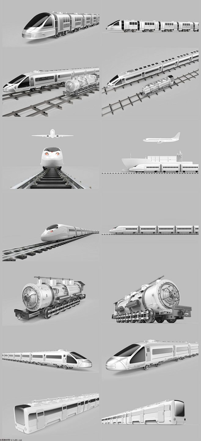 14款3D高铁地铁火车动车铁路交通模型P...