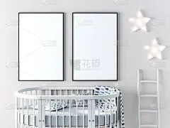 儿童房间海报框架模型3d渲染