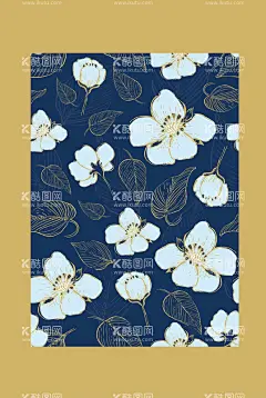 蓝底金花  - 源文件下载【酷图网】矢量,花,蓝底金花,乱纹,无缝,