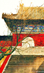 红色系列的图不够，将就一下
【网图，侵删】
古风水彩插画古风插画#故宫#插画#古风# ​​​​