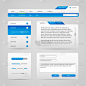 Web Ui 控件元素灰色和蓝色的光背景 4: 导航栏、 按钮、 滑块、 消息框、 菜单、 选项卡、