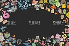 小清新素材  - 源文件下载【酷图网】花朵背景,小清新背景,背景,绿叶边框,花丛边框,花,花环边框,花朵边框,边框,装饰边框,边框卡通,花边素材