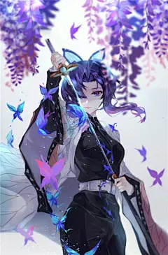 动漫鬼灭之刃角色蝴蝶忍同人图集原画插画壁纸图片素材 美术资料 – ACG图包网
