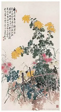 吴树本（1869-1938）字笠仙，以字行，号餐英阁主，江苏扬州人。民国海派著名画家，擅画花鸟，菊花更是其最佳之作，有一金买一菊之说，创立了工笔与写意相结合的画法，在画坛上独树一帜，奠定了扬州“吴氏菊派”的基础。晚年居上海,与王一亭交情甚好，常在一起吟诗绘画。同缪谷英、谢公展并称“海上三菊”。