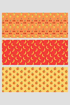 香蕉樱桃柠檬卡通可爱橙子水果壁纸