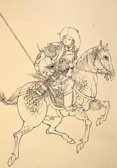 画家蔡岚手绘白描线描稿
