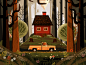 Up in the Woods outdoor pickup truck owl foliage mushroom flowers plants nature trees forest cabin