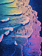 Midjourney 插画·人与大海｜治愈色