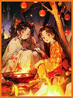 《露营》|国潮&amp;国风插画|汉服|古风女孩