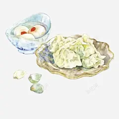 饺子元宵手绘画片 创意素材