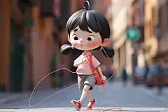 人像卡通小孩场景玩耍女孩模型图片