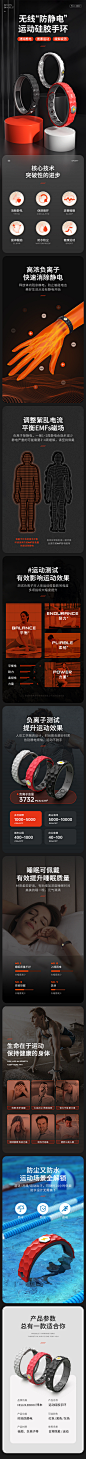 无线 硅胶除静电手环 3D渲染 详情制作 运动型可防水 手表手链